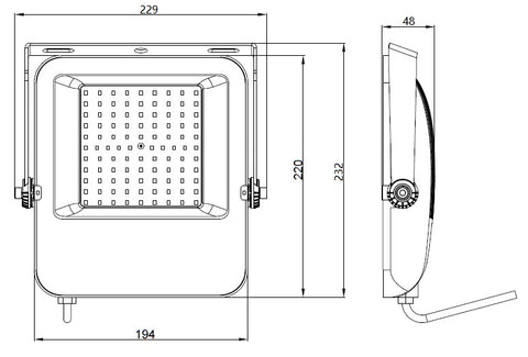 CAPRI LED Basic 70W 7700lm 3000K asimetric IP65 negru