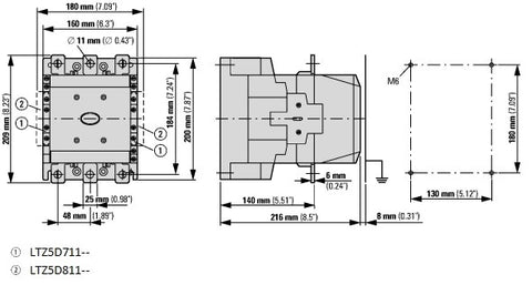 Contactor ALEA II 200kW/400V, 2 ND + 2 NÎ, bobina la 230Vca