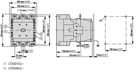 Contactor ALEA II 250kW/400V, 2 ND + 2 NÎ, bobina la 230Vca