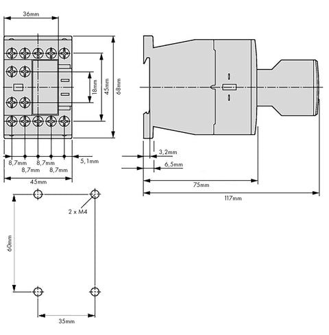 Contactor ALEA II auxiliar, 4 ND, bobina la 24Vca