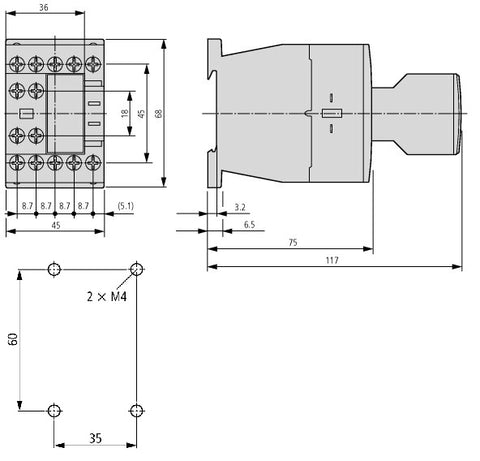 Contactor ALEA II auxiliar, 4 ND, bobina la 230Vca