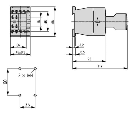 Contactor ALEA II 4 poli, 20A/AC-1, bobina la 230Vca