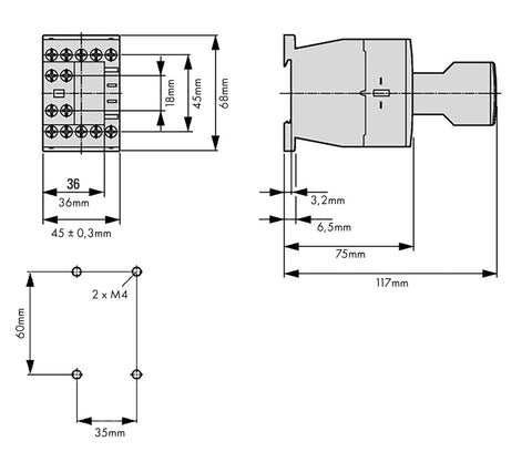 Contactor ALEA II 4 poli, 20A/AC-1, bobina la 24Vcc