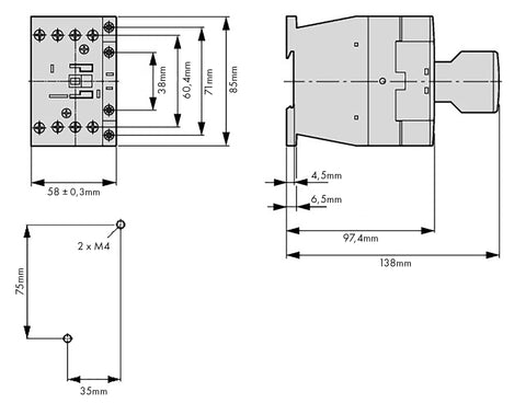 Contactor ALEA II 4 poli, 32A/AC-1, bobina la 230Vca + 1 NÎ
