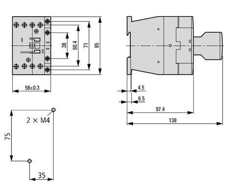 Contactor ALEA II 4 poli, 45A/AC-1, bobina la 230Vca + 1 NÎ