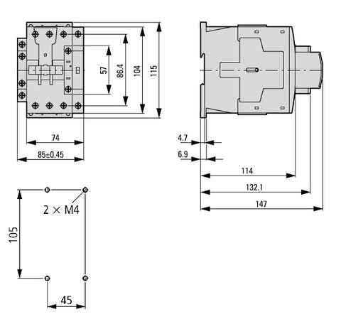 Contactor ALEA II 4 poli, 80A/AC-1, bobina la 230Vca