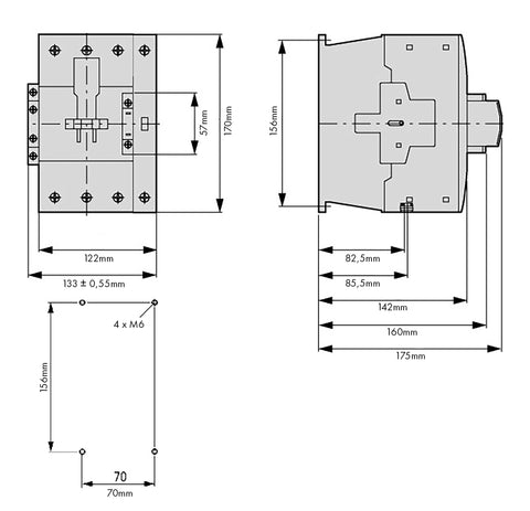 Contactor ALEA II 4 poli, 125A/AC-1, bobina la 230Vca