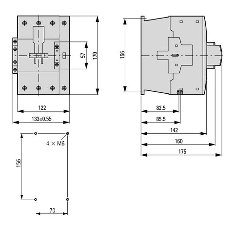 Contactor ALEA II 4 poli, 160A/AC-1, bobina la 230Vca