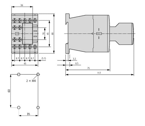 Contact auxiliar frontal pt. contactor LT mărime 0-1, 2 NÎ