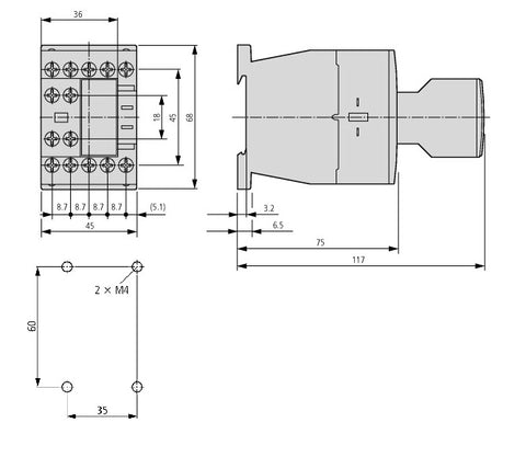 Contact auxiliar frontal pt. contactor LT măr. 0-1, 1ND+1NÎ