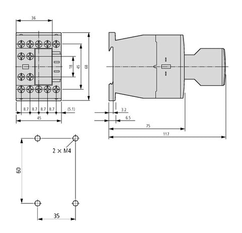 Contact auxiliar frontal pentru contactor auxiliar LTH, 2NÎ