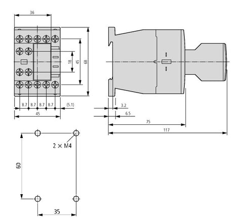 Contact auxiliar frontal pentru contactor auxiliar LTH, 4NÎ