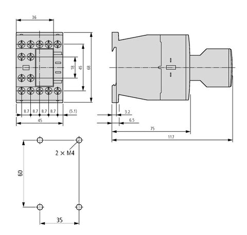Contact auxiliar frontal pt. contactor auxiliar LTH, 1ND+1NÎ