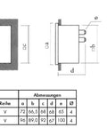 Voltmetru 96*96mm, 500V, AC+ comutator voltmetric