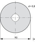 Placa atentionare buton avarie D=90 inscriptie in 4 limbi