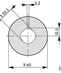 Placa atentionare buton avarie D=60 inscriptie in 4 limbi