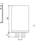 Releu broşabil, 8 pini, 2 CC, 230V c.a., 10A