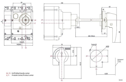 Manetă rotativă cu acț pe ușă, pt. MX2 pt decl. electronic