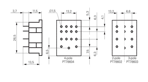 Soclu releu implantabil PT2 14p 6A
