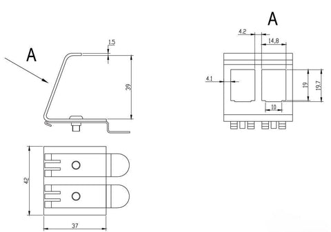 Adaptor șină DIN pt. 2 module (SFA)(SFB), metal, ECO