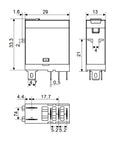 Releu industrial îngust, 1CC, 12V c.c. 10A, LED+diodă prot.