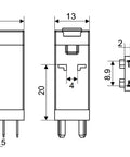 Releu industrial îngust, 2CC, 230Vc.a., 5A f glisier blocare