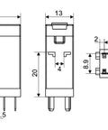 Releu industrial îngust, 2CC, 12V c.c., 5A, LED+diodă prot.