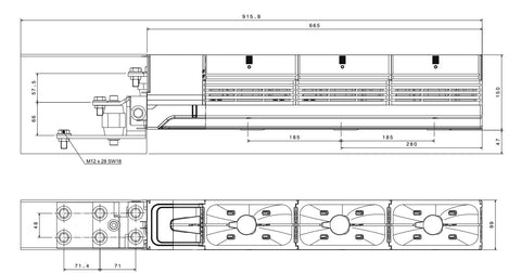 Modul conexiune papuci 300mmp/240 mmp/bară flexibilă Cu80x10