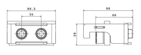 Modul conectare bară flexibilă Cu 2x80x10 fără capac