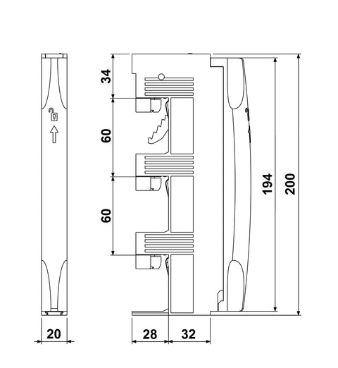 Modul conexiune conductor sistem 60mm 3p.16mm²