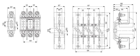 Soclu sigurante 3p NH00 160A montaj pe contrapanou