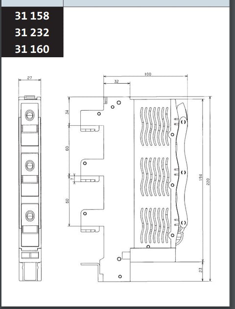 Suport portfuzibile D01 şi D02 + LED E18/63A/3P