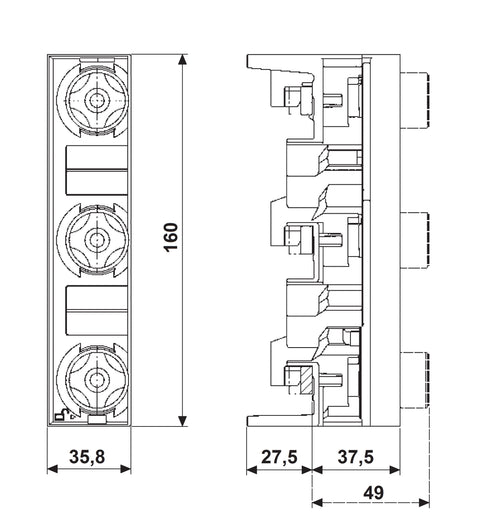 Soclu sigurante NEOZED 3p pt.sistem 60mm