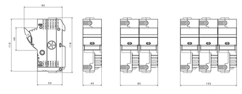 Suport fuzibil cilindric 1pol, terminal de 50mm²