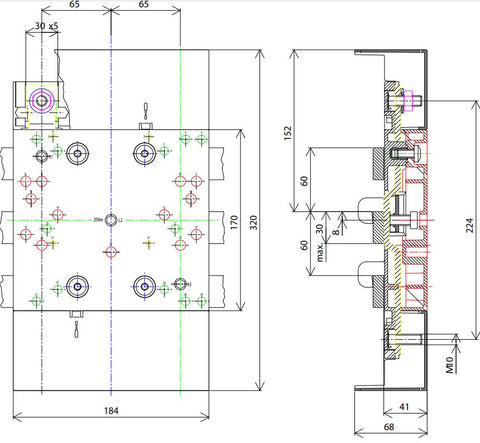Adaptor bare colectoare 630A sistem 60mm