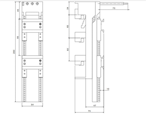 Adaptor montaj aparate modulare 32A 54mm 2sine
