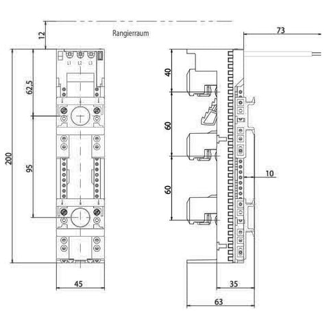 Adaptor montaj aparate modulare 25A 45mm 2sine