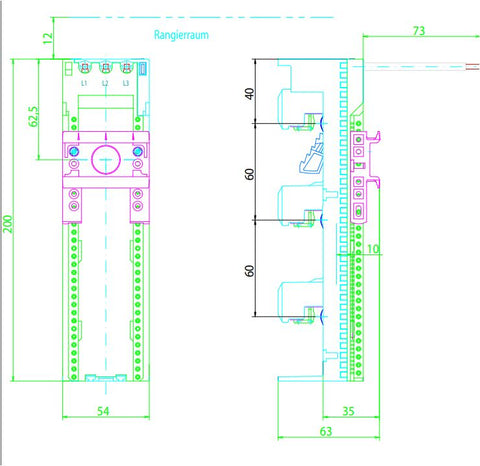 Adaptor montaj aparate modulare 32A 54mm 1sina