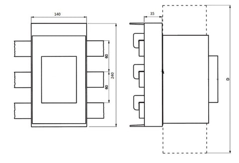Adaptor 250A, pt. întreruptor compact NSX 100-250, 4 poli