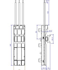 Adaptor 32A, Crossboard®, trifazat, 45 x 160 mm