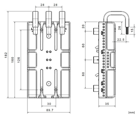 Adaptor 160A, CrossBoard, trifazat, 90x160mm, pentru MC1