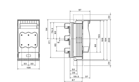 Separator de sarcină, mărime 00,160A, 3P, cleme ramă 70mmp