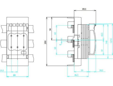 Separator pt.siguranţe NH000 125A pe sistem bare 60mm