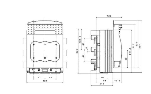 Suport portfuzibili cu montaj pe bară 110-200A (41 x 146)