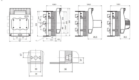 Separator pt.sigurante NH1 250A pe sistem bare 60mm