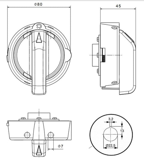 CAPUS Panel - Rotary handle w.def. door inter-locking, black