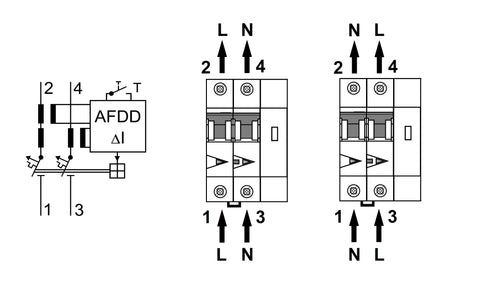 AFDD, seria Lisa, B 25 A, 2 poli, 30 mA, A/cu temp., 10 kA