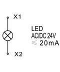 Lampă de semnalizare cu LED, monobloc, 24V-AC/DC, roşu