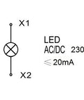 Lampă de semnalizare cu LED, monobloc, 230V-AC/DC, alb