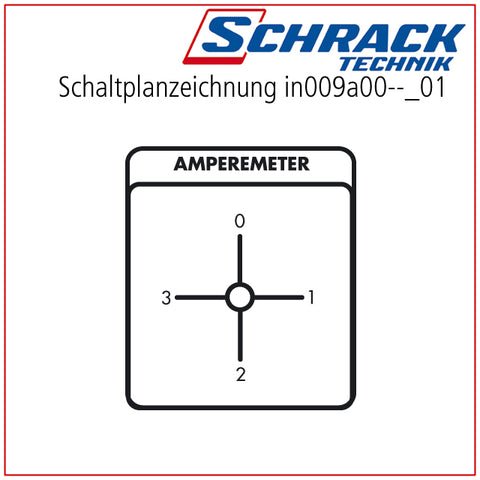 Comutator ampermetric de panou, 1-pol/20A, 0-1-2-3